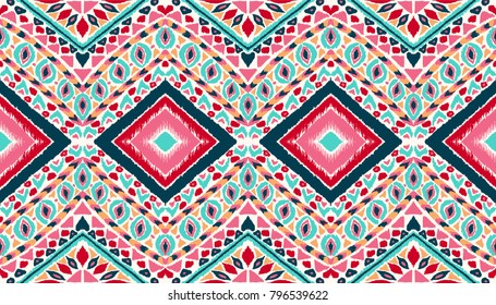 Indian embroidery. Geometric folklore ornament. Tribal ethnic vector texture. Seamless striped  pattern in Aztec style.  Scandinavian, Slavic, Mexican, folk pattern. 