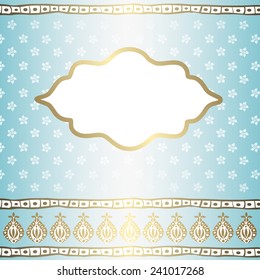 Indian ethnic arabian oriental background with empty frame for text. Card or invitation. Vector