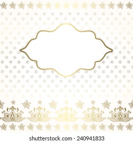 Indian ethnic arabian oriental light background with frame and empty space for text. Card or invitation. Vector