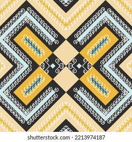 Indisches ethnisches Design-Muster. traditionelles Muster-Design Es ist ein Muster, das durch die Kombination geometrischer Formen geschaffen wurde. Erstellen Sie schöne Stoffmuster. Design für den Druck. Verwendung in der Modebranche.