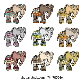 Indian ethnic elephant vector set