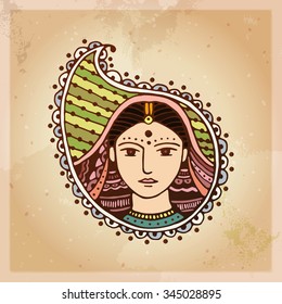 Indian ethnic henna tattoo pattern. Orient traditional background design, real henna effect. Template for mehndi ornament. Hand drawn doodle, vector illustration.