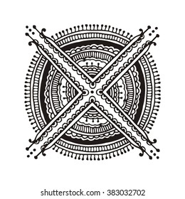 Indian ethnic henna tattoo pattern. Orient traditional background design, real henna effect. Template for mehndi ornament. Hand drawn doodle, vector illustration.