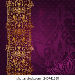 Indian ethnic oriental dark background with empty space for text. Card or invitation. Vector