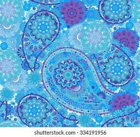 Indian ethnic ornament paisley and mehndi designs