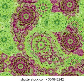 Indian ethnic ornament paisley and mehndi designs