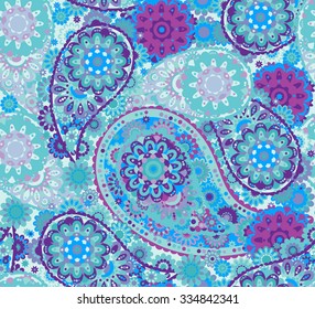Indian ethnic ornament paisley and mehndi designs
