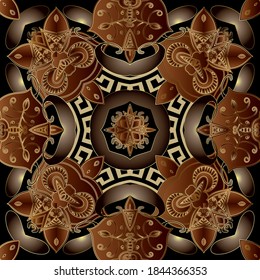 Indian ethnic Paisley seamless pattern. Luxury ornamental floral background. Tribal repeat decorative backdrop. Ornate modern beautiful greek ornament. Vintage gold flowers, leaves, lines, shapes.