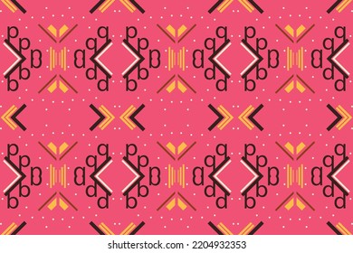 Indian ethnic pattern. Geometric ethnic pattern traditional Design It is a pattern created by combining geometric shapes. Create beautiful fabric patterns. Design for print. Using in fashion industry.