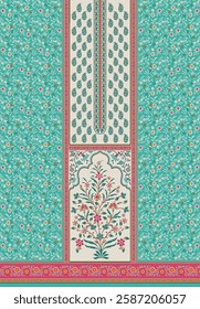 Indian Ethnic print floral art with border