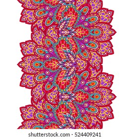 Indian ethnic seamless border with hand drawn ornament.