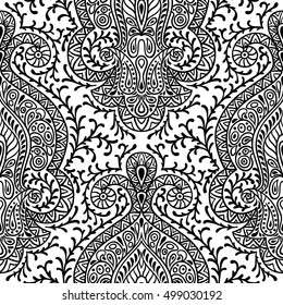 Indian ethnic seamless pattern with hand drawn ornament.