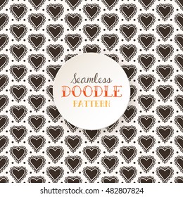 Indian ethnic seamless pattern with hearts. Orient traditional background design. Hand drawn doodle mehndi ornament, vector illustration.