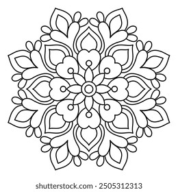 indian ethnic style mandala design for coloring book, henna design and wall art, stylish mandala art
