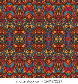 Indian ethnic tribal festive pattern for fabric. Abstract geometric colorful seamless pattern ornamental. Mexican design