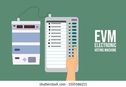 Indian EVM, Electronic voting machine for election and Voter Verified Paper Audit Trial (VVPAT) vector illustration 