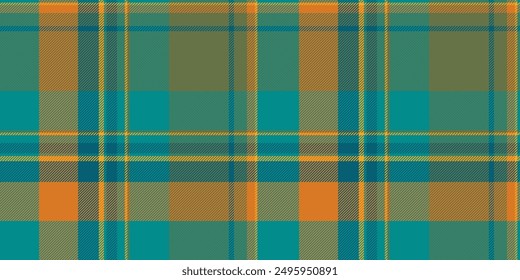 Patrón de fondo de tela india, escote de cuadros de textura irlandesa. Traje de tela a cuadros de Vector sin costuras en la paleta de colores de cian oscuro y lima.