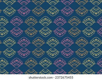 Patrón de tela india. Diseño de patrones de amortiguador vectorial vintage. Patrón sin inconvenientes basado en ornamento paisley Bandana Print. Fondo vectorial de estilo boho vintage. Escarcha de cuello de seda o diseño de patrones de pañuelo 