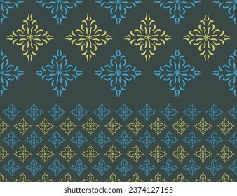 Indian fabric pattern. Vector vintage damask pattern design. Seamless pattern based on ornament paisley Bandana Print. Boho vintage style vector background. Silk neck scarf or kerchief pattern design 