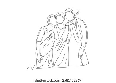 Indian family concept one-line drawing