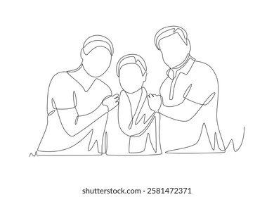 Indian family concept one-line drawing