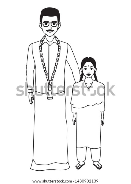 Indian Family Man Moustache Glasses Big Stock Vector (Royalty Free ...