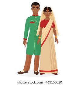Indian family. Indian man and woman couple in traditional national clothes
