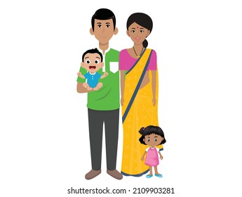 Familia india con dos hijos