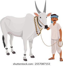 Indian farmer with Bull, Indian agriculture, happy farmer day