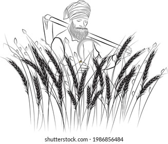 indian farmer sketch