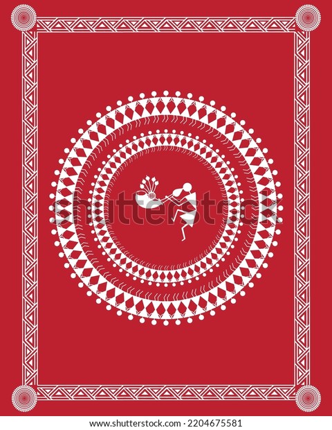 Indian Farmer Dance Warli Painting Art Stock Vector (Royalty Free ...