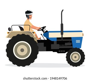 Indian farmer driving his tractor