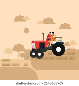 Agricultor Indiano Em Vetor De Planos De Fazenda