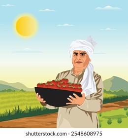 Agricultor Indiano Em Vetor De Planos De Fazenda