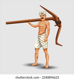 Indian farmer full size vector illustration design