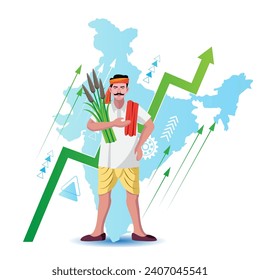 indian farmer growth concept vector