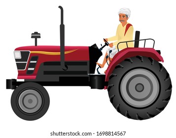 Indian Farmer His Tractor Vehicle