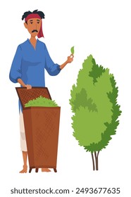 Indian farmer. India village cheering character working or bangladesh people. Village rural character worker. Rural business and village concept. Vector illustration