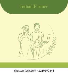 ilustraciones de vectores de tracción de líneas de granjeros indios