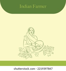 indian farmer line drawing vector illustrations