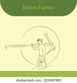 indian farmer line drawing vector illustrations