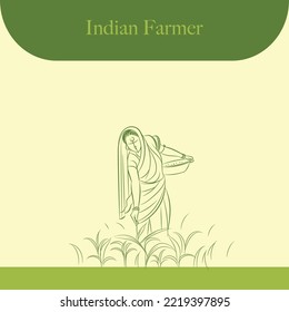 indian farmer line drawing vector illustrations