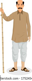 indian farmer man cartoon character. Isolated on Vector illustration