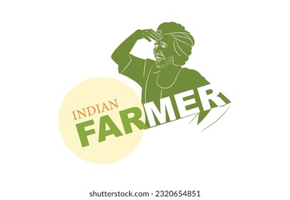 indian farmer standing illustration for poster design