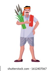 indian farmer standing vector illustration