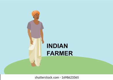 Indian Farmer, Vector Illustration, Agriculture, Rural, Graphic Design