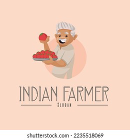 Indian farmer vector mascot logo template.