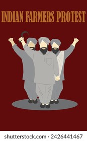 Indian farmers protest vector illustration.