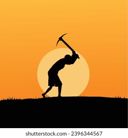 Indian farmers silhouette artwork vector