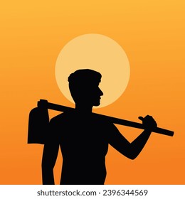 Indian farmers silhouette artwork vector